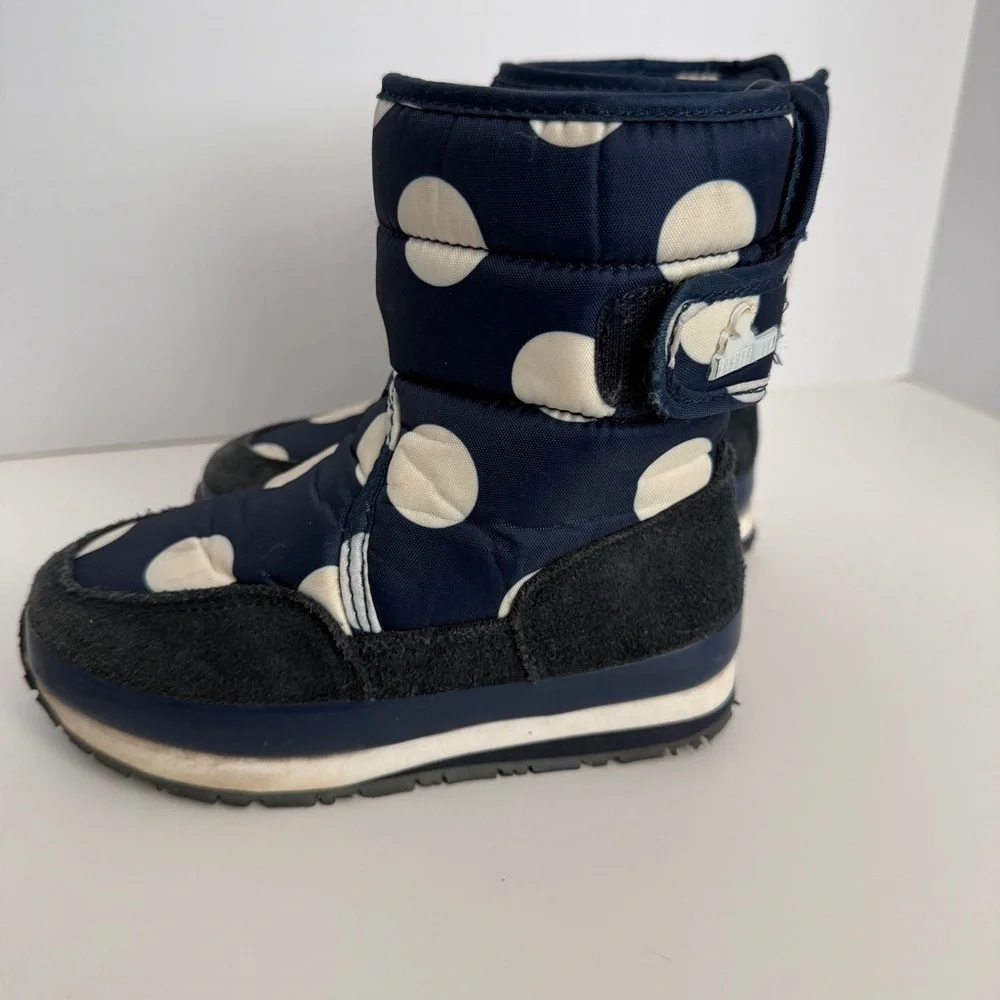 Rubber Duck | Girl’s Polka Dot Winter Boots | Size 12 | Navy and White